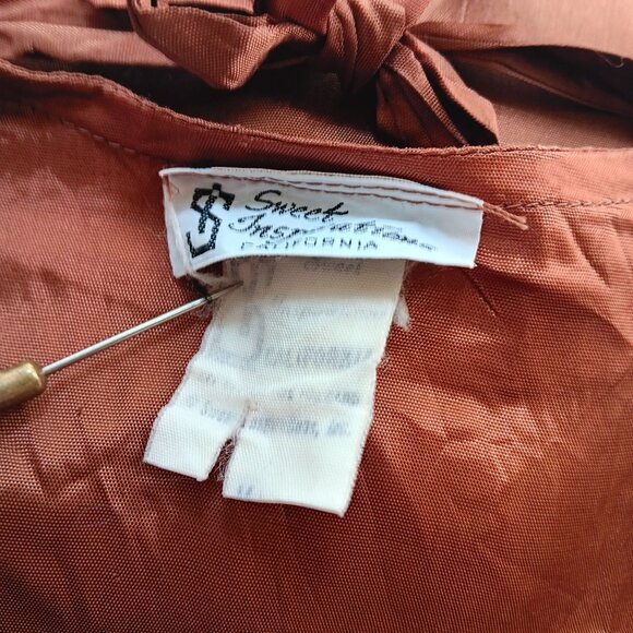 Medium Vintage Boho Corduroy Vest Plaid Satin Tie Back 1970's Pastel Stripes USA - Picture 3 of 7